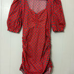 OOTO Red & Teal Polka Dot Ruched Puff Sleeve Dress Size M Size M Photo 0