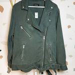 EXPRESS Dark Gray Black Washed Denim Jacket, Size M/L Photo 0