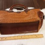 Fossil  Vintage Brown Woven Straw Triple Compartment Satchel Purse Bag Photo 5
