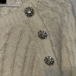 Ann Taylor  Petite Jeweled Cable Knit Sweater Wool Blend Ivory Women’s Large LP Photo 5