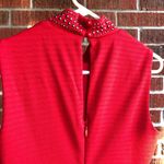 Bebe  Jeweled & Beaded red sleeveless fitted high neck Mini Dress Size Medium Photo 7