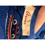 Rini Blue Embroidered Boho Tunic Dress XL Cotton V Neck 3/4 Sleeve Hippie Photo 9