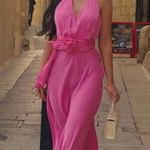 ZARA  maxi dress pink satin effect floral tie scarf wedding party cocktail Photo 8