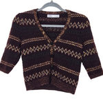 ZARA  Brown and Gold Cropped Cardigan Sweater Size Small Brown Cropped Sweater Photo 0