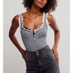 Free People  Black and White Gingham Bodysuit Photo 1