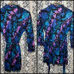Vintage perfection fit by Roxanne Floral Wrap Blouse beach cover up medium / sm Black Photo 4