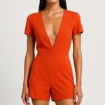 superdown Orange Short Sleeve Plunging V-Neck One Piece Romper Shorts Size S Photo 0