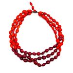 African Multi Strand Wooden Red & Orange Necklace Photo 0