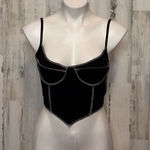 Black Contrast Stitch Corset Crop Top Women’s Small Bustier Cami Y2K Style Photo 0