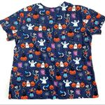 Peaches Uniforms Halloween Scrub Top Blue Size 2X Photo 5