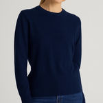 Quince NWOT  Women’s Navy Mongolian Cashmere Crew Neck Sweater Sz S Photo 0
