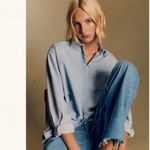 Sézane Sezane Max Shirt Very Light Denim Pearl Snap Button Sz 36 / S Photo 1