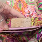 Echo like new cotton/silk/leather bag in beautiful purples/pinks/greens paisley Pink Photo 4