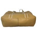 Coach Vintage Hampton Tote Leather Bag Coffee Beige White Trim Double Strap Photo 3