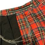 Romwe  red plaid with black and chain pleated skirt size small Photo 2