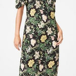 Club Monaco  Gracella Dark Floral Midi Dress Garden Party Size 2 Feminine Flirty Photo 0