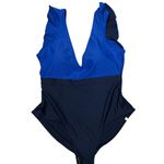 Summersalt Ruffle Back Flip One Piece Bathing Suit Size 14 Blue and Black Photo 0