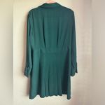 Topshop Dark Green Pleated Long Sleeve Button Up Structured Shirtdress US10 Photo 5