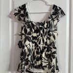 AUW Women’s Black White Side Tie Blouse NWT Sz M. 5049 Photo 3
