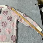 Glitz & Ears Sweater Womens M Pink Cream Fuzzy Leopard Heart Pearl Sweater NEW Size M Photo 9