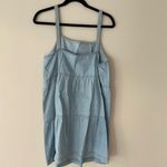 Z Supply  Daniela Blue Chambray Square Neck Strap Tiered Denim Jeans Dress Photo 6