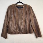 Valerie Stevens Valerie Steven’s Collarless Brown Snakeskin Print Leather Jacket Size X-Large XL Photo 0