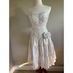 B.B. Collections Strapless Dress Floral Applique Tiered Midi Party Cocktail Size 4 Photo 1