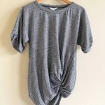 Sundance  Ashlyn Tee Sz XS Black White Striped Linen Front Twist Short Sleeve Top Photo 1