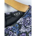 VICI Blue Purple Black Floral Ruched Long Sleeve Chiffon Mini Dress Size L Photo 3