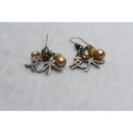 Source Unknown Unique Chinese Symbol Peach Beaded Silver Tone Retro Chic Fish Hook Earrings Photo 2