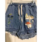 Disney Tinker Bell Women's Blue Denim Ruffle Shorts Size S Casual Summer Photo 2