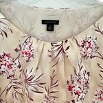 Ann Taylor ‎ Ruffle Sleeve Floral Blouse Women's Medium Cream Pink Ladder Lace Photo 4