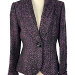 Tahari Arthur S. Levine Blazer Women's 6 Purple Black Tweed One Button‎ Career Photo 0