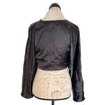 ZARA Womens Blouse Small Cropped Twist Runche Plunge Bohowestern Cowgirl Rodeo Photo 2