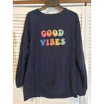 Wildfox "Good Vibes" Crewneck Sweatshirt Blue Multi Chenille Applique Size S Photo 3