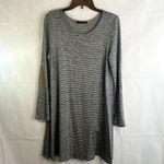 Potters Pot Black Gray Striped Long Sleeve Elbow Patch Tshirt Dress Size Large Photo 9