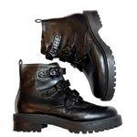 A New Day Calypso Black Buckle Combat Military Boots SZ 10 Chunky Lug Sole Ankle Photo 0