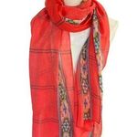 Women’s J.Crew Polyester Red Checkered Scarf OSFA Photo 0