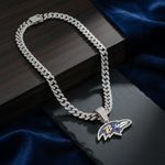 NFL Baltimore Ravens 20 Inch Necklace Pendant Cuban Chain Link Football Jewelry Photo 2