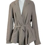 Free People  Bohemian Textured Belted Kimono Jacket Cardigan Neutral Taupe Large Photo 0