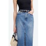 Madewell  The Rilee Denim Midi Skirt Women's 32 Blue Cotton Slit Zip Fly NWT Photo 0