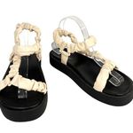 Circus NY Harlene Cream Black Comfort Platform Scrunch Sandals 8 Photo 0