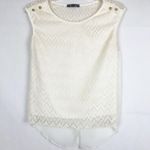 Ohh la la Cream Lace Top Size Small Cap Sleeve Split Back Photo 0