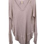 Free People WE THE FREE Ivory Rayon Waffle Knit Long Sleeve Knit Top Size Large Photo 0