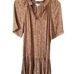Current Air  Los Angeles Tie Pleated Floral Midi Dress Tan Size XS Photo 0