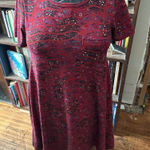 LuLaRoe red floral high low swing loungewear XXS dress Photo 0