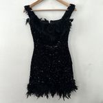 Off Shoulder Sequin Feather Mini Dress Flaxmaker NWOT Black Size M Photo 1