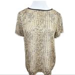 Ella Moss  Silk Gold Lynx Sheer Animal Print top M Photo 1