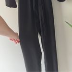 Calvin Klein Black Button-Up Front Jumpsuit Gold Accents Zipper Pockets Tie Belt Photo 10