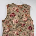 Orvis Vest Womens XL Tan Cotton Linen Romantic Floral Print Pockets Photo 9
